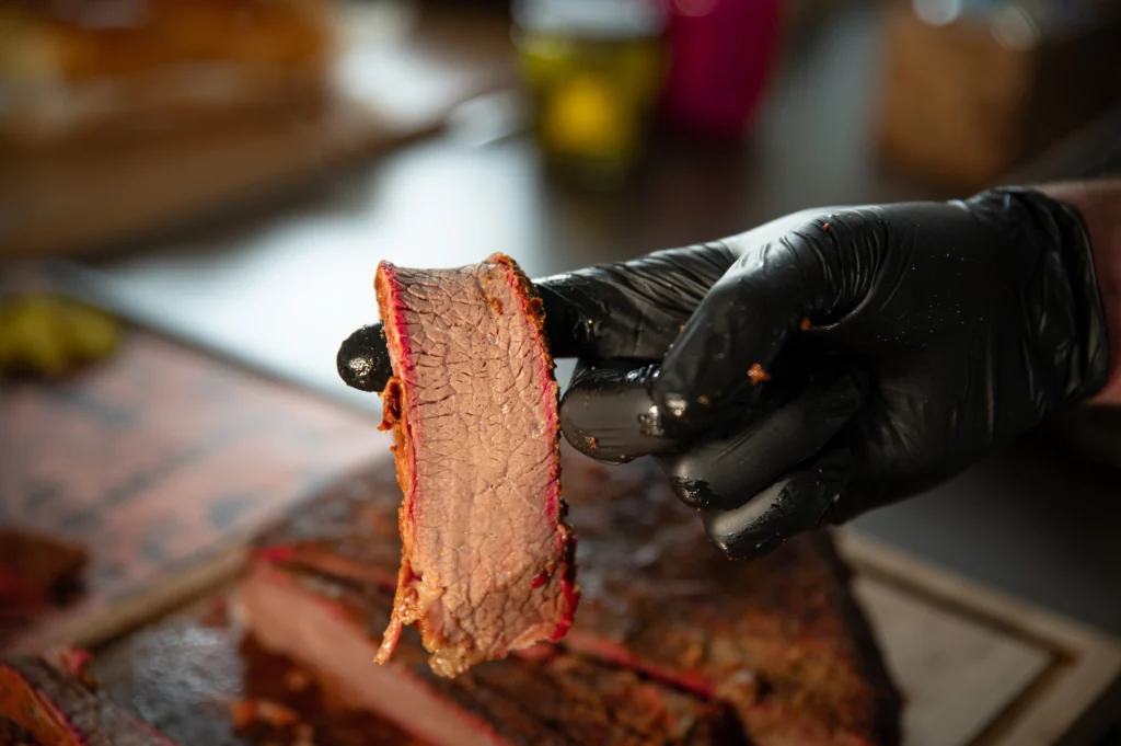 Plak brisket waarmee de malsheid wordt gecontroleerd